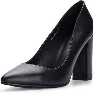 Women's Waterproof Chunky High Heels Pointed Toe Pumps Office Dress Shoes